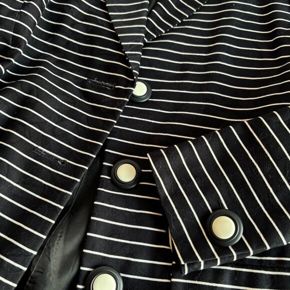 1990s Yves Saint Laurent Encore Striped Cotton Career Suit - Picture 8 of 12